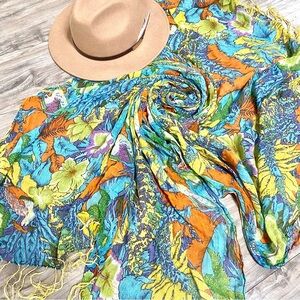 Tropical/safari gauzy boho scarf/wrap w resort vacay beach vibe